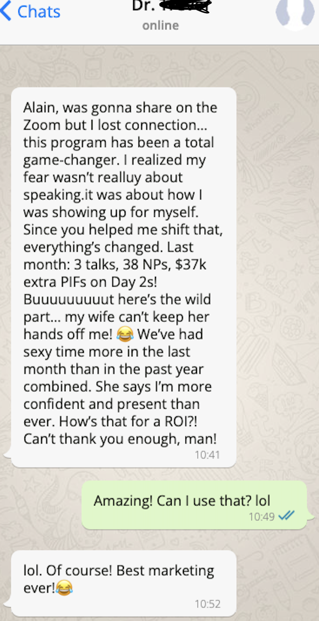 Client testimonial screenshot